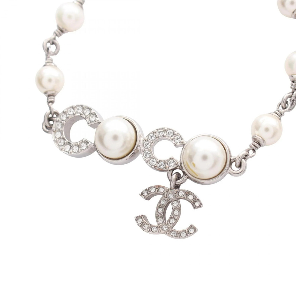CHANEL White Pearl Logo Charm Bracelet - Picture 2 of 9